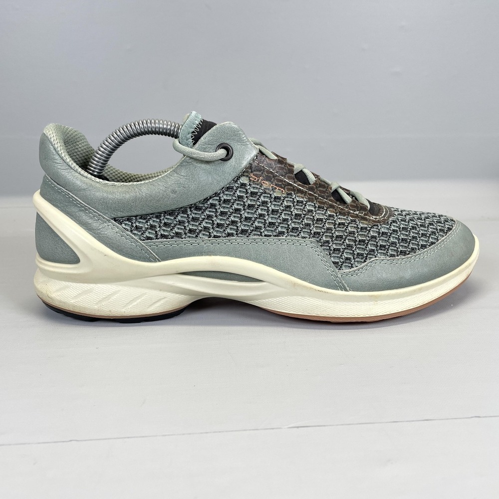 ECCO Biom Shoes Womens Size 6 Blue Gray Knit Leather Comfort Walking Sneakers